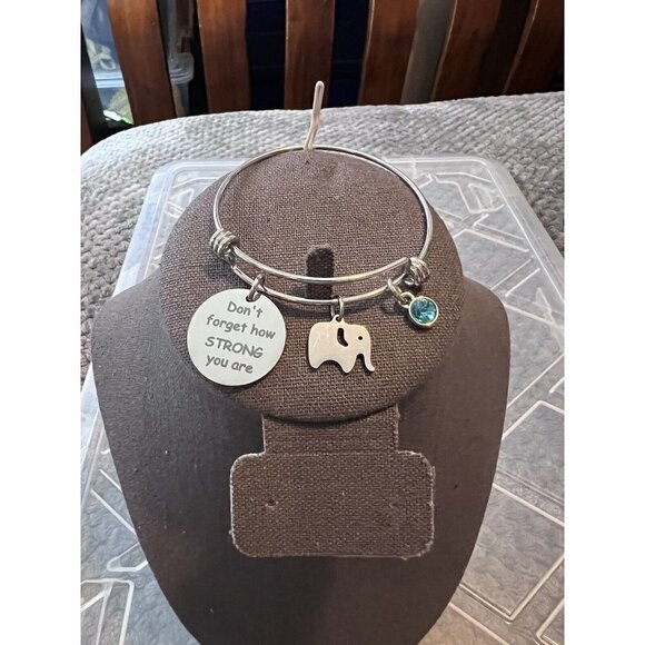 Inspirational Elephant Pendant Charm Wire Aesthetics Bangles Stainless Steel - Picture 1 of 2